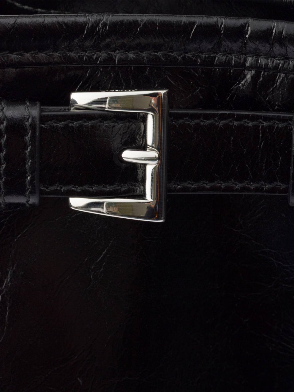 Prada Black Bandoliera Glossy Leather Shoulder Bag Zwart
