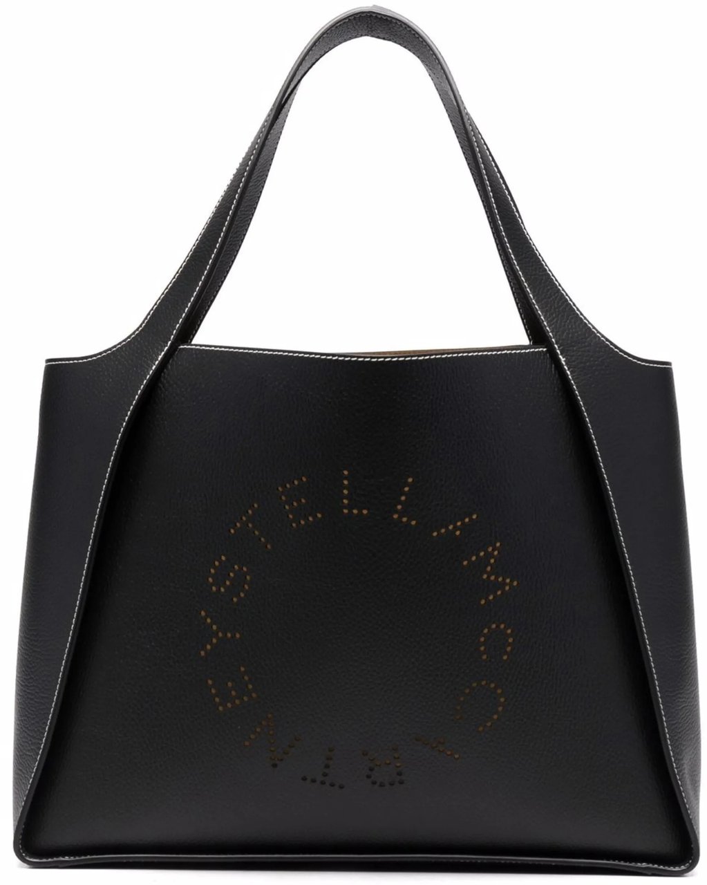 Stella McCartney Textured Trapezoidal Tote Bag With Circular Logo Zwart