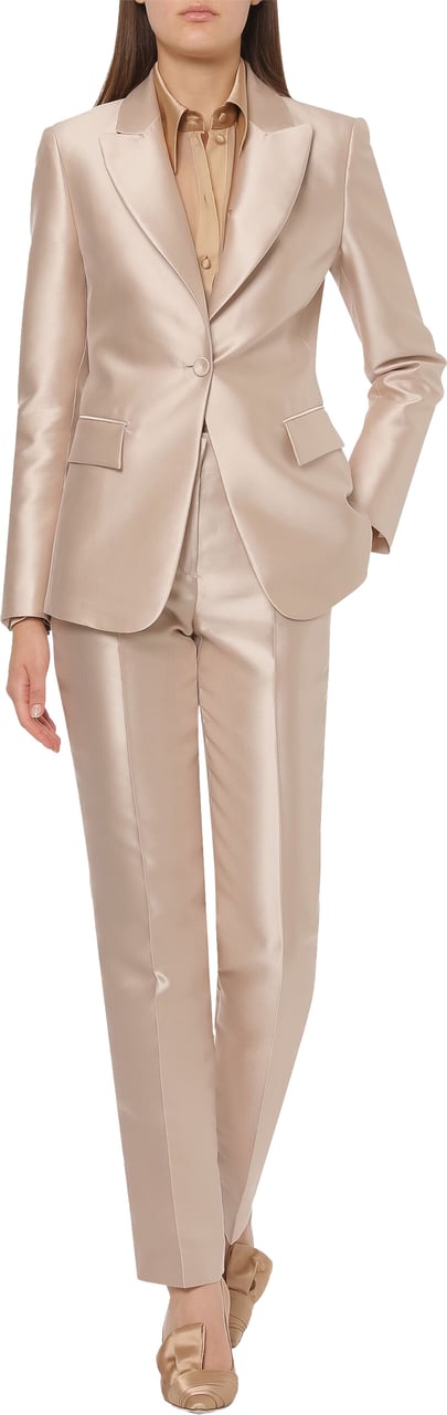 Alberta Ferretti Tailored Mikado Trousers With Lustrous Finish Neutraal