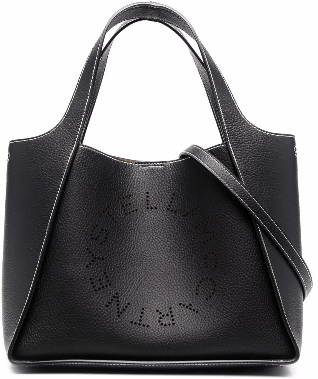 Stella McCartney Structured Logo Crossbody Tote Bag With Dual Handles Zwart