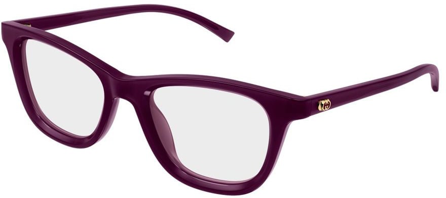 Gucci Rectangular Eyeglasses In Deep Violet With Gold Accents Wit