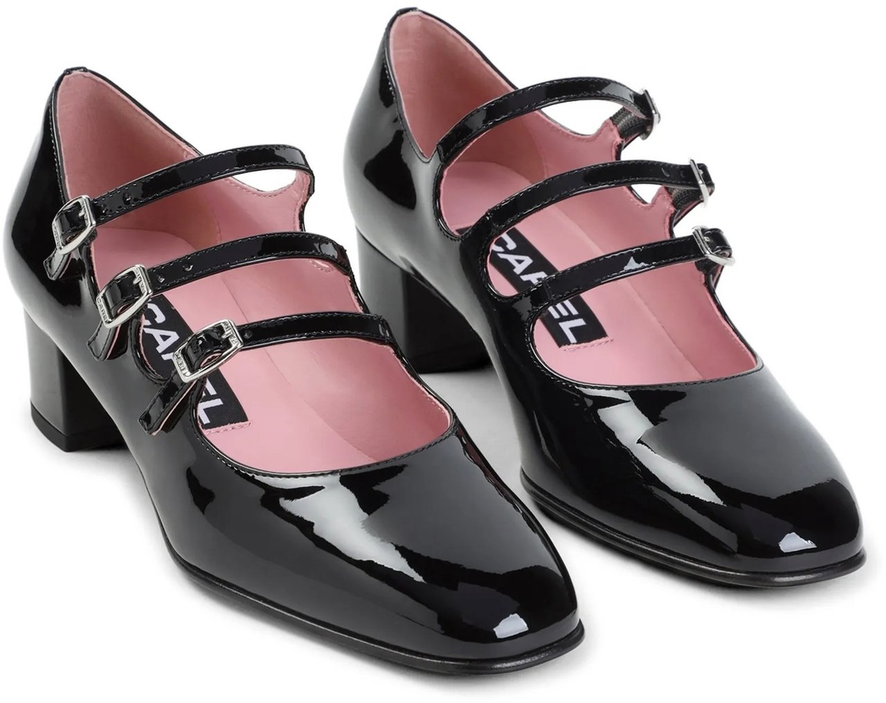 Carel Paris Kina Patent Leather Block Heel Shoes Zwart