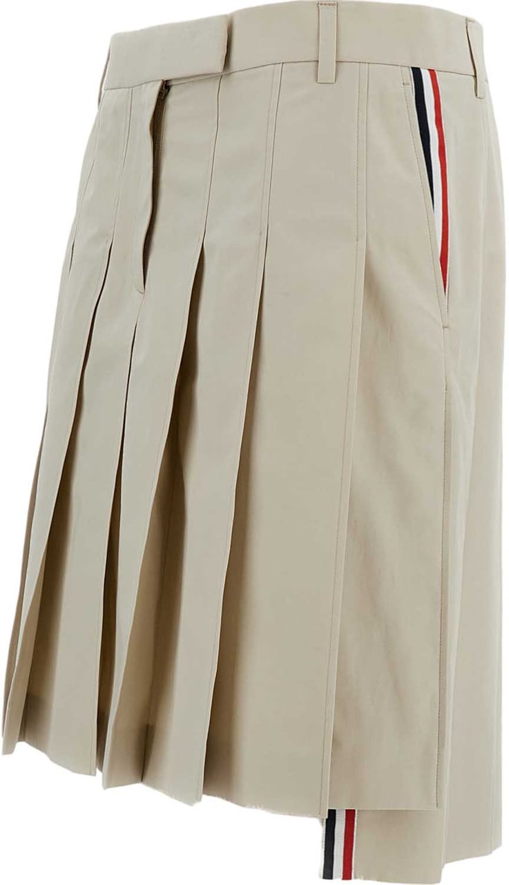 Thom Browne Cotton Pleated Skirt Neutraal