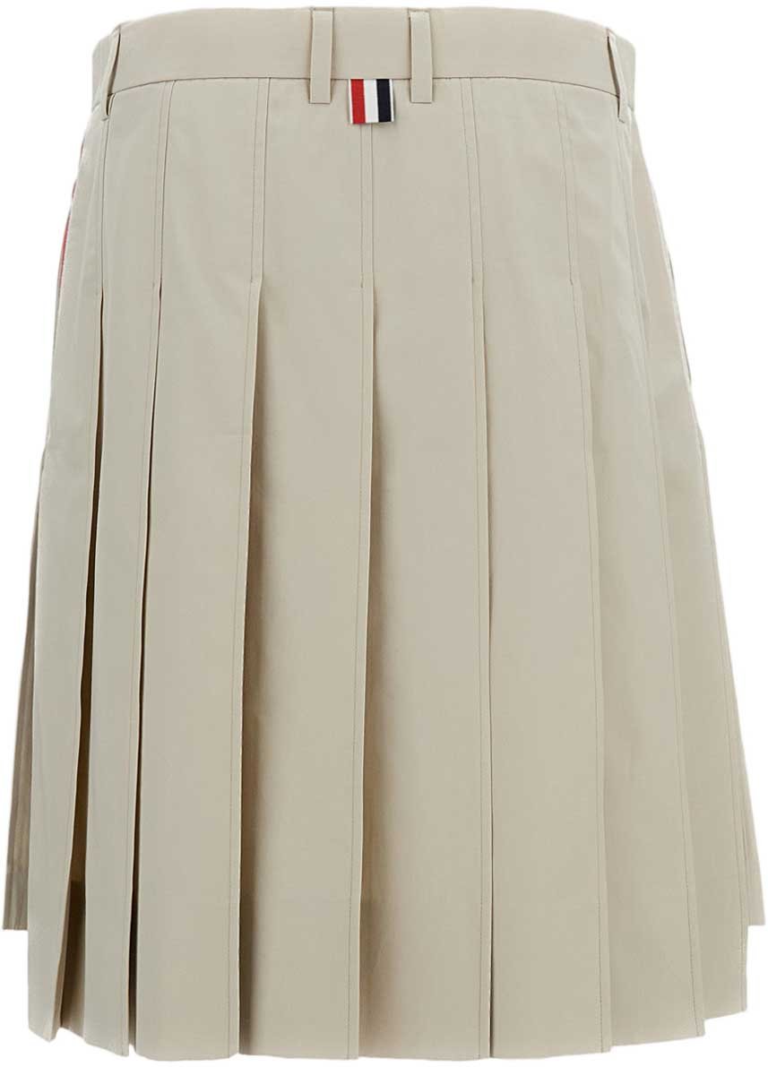 Thom Browne Cotton Pleated Skirt Neutraal