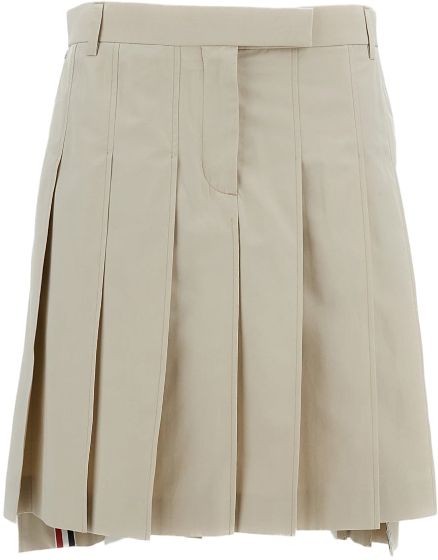 Thom Browne Cotton Pleated Skirt Neutraal
