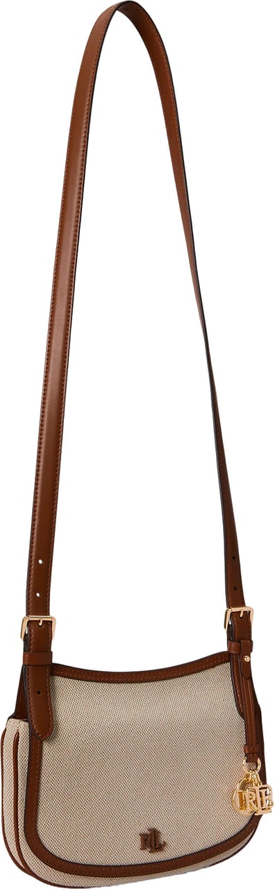 Ralph Lauren Structured Rectangular Shoulder Bag with Textured Fabric Beige