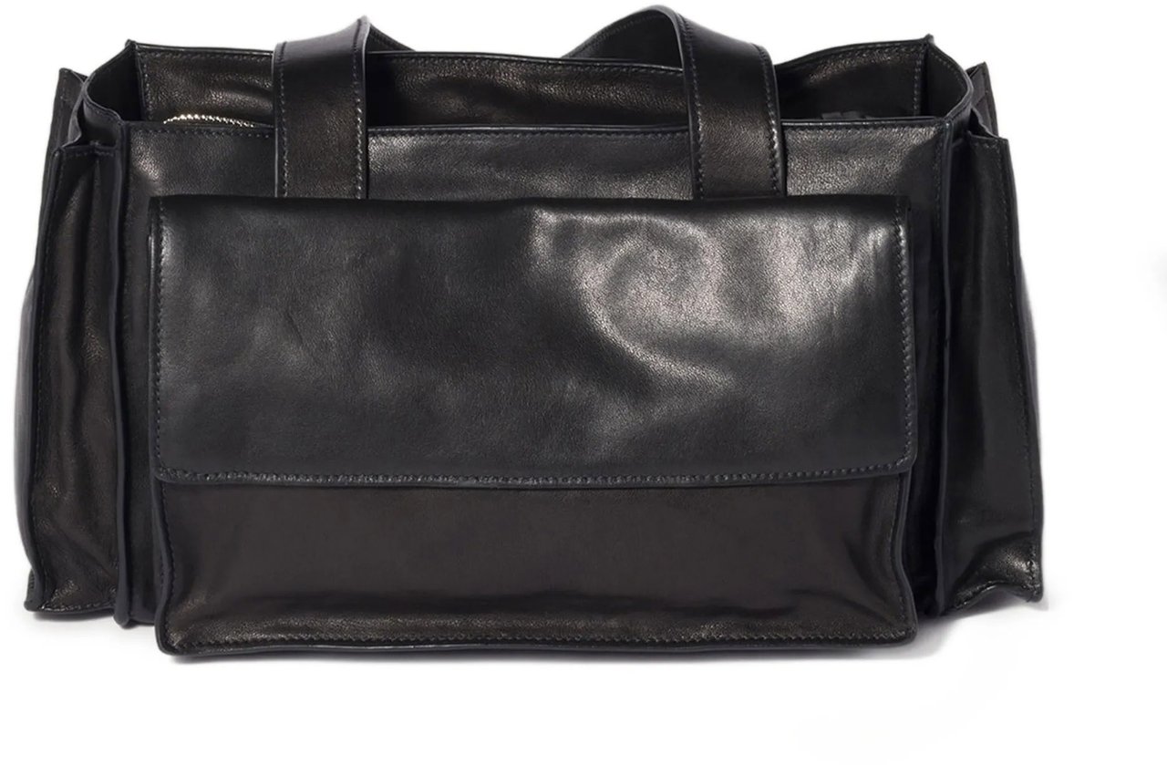 Miu Miu Black Shopping Utilitaire Leather Bag Zwart