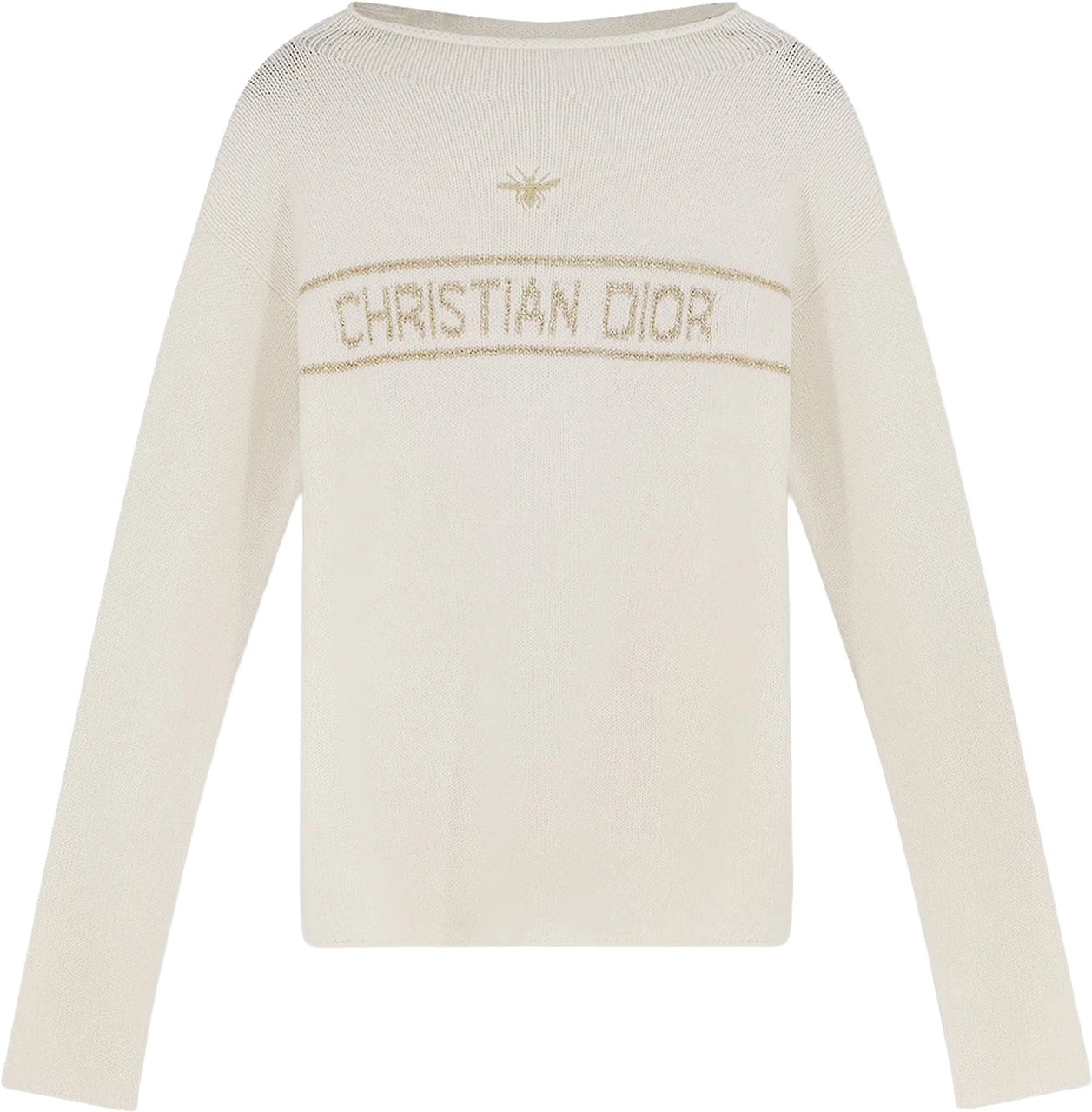 Dior White Pullover Light Knit Stripe Sweater Wit