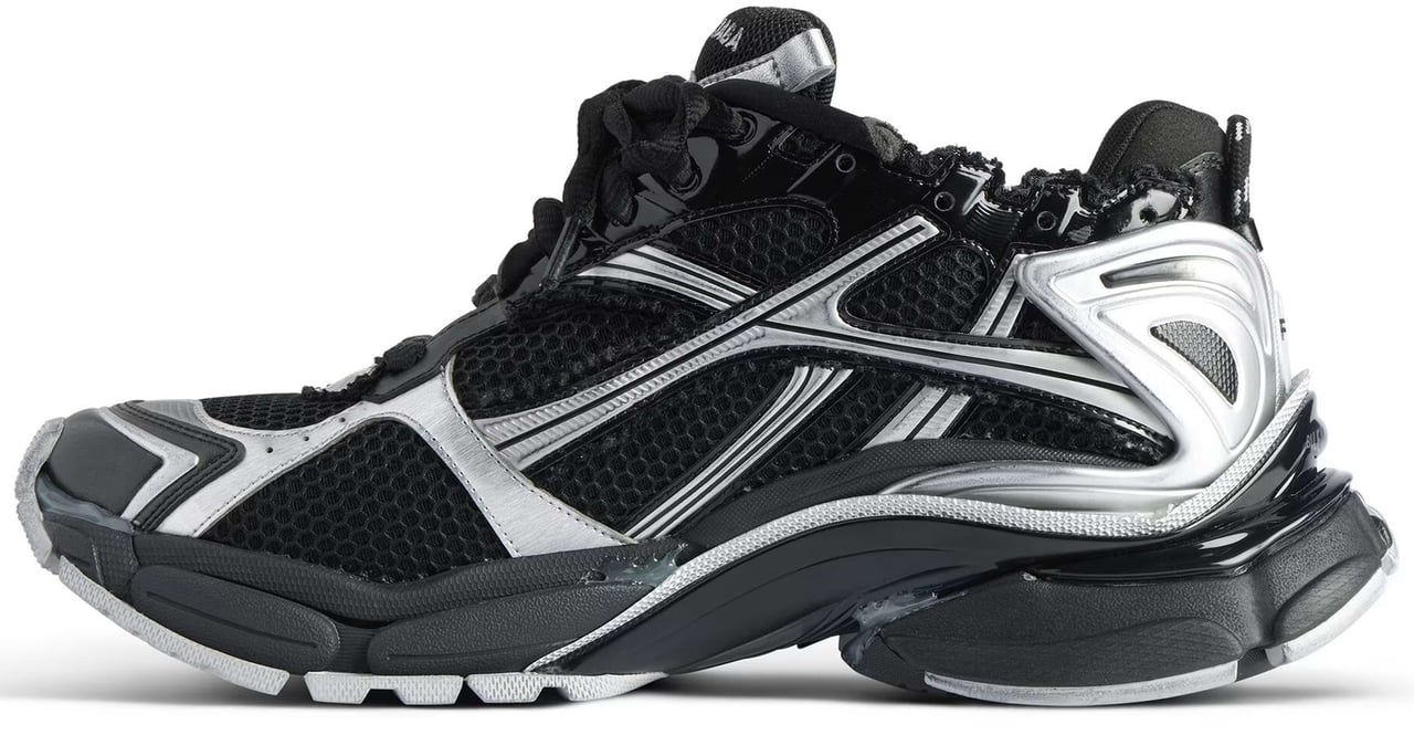 Balenciaga Black/Silver Runner Mesh Chunky Sneakers Zwart