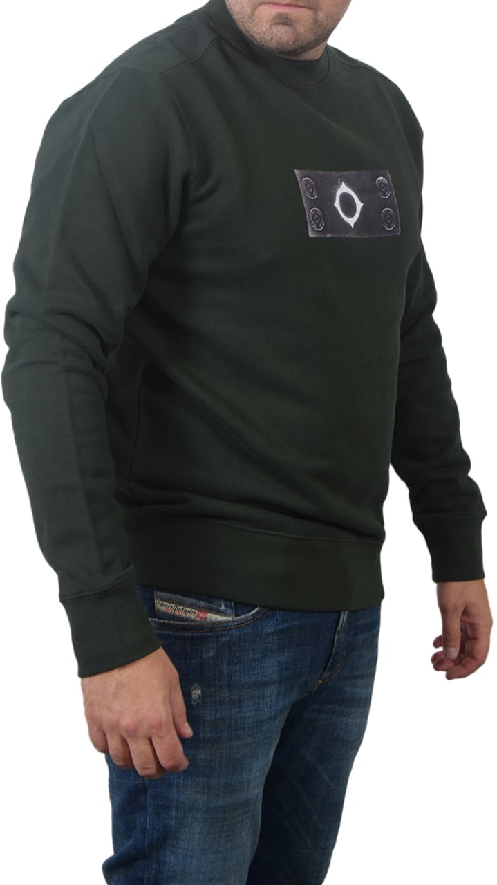 Ma.Strum Ma.Strum Trompe Loeil Crew Neck Badge Sweat Groen
