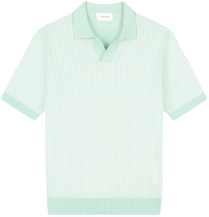 Pure Path Ladder Stitch Knit Polo mint groen Groen