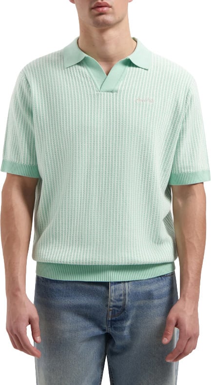 Pure Path Ladder Stitch Knit Polo mint groen Groen