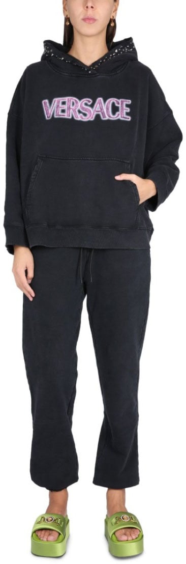 Versace Versace Cotton Logo Sweatshirt Zwart