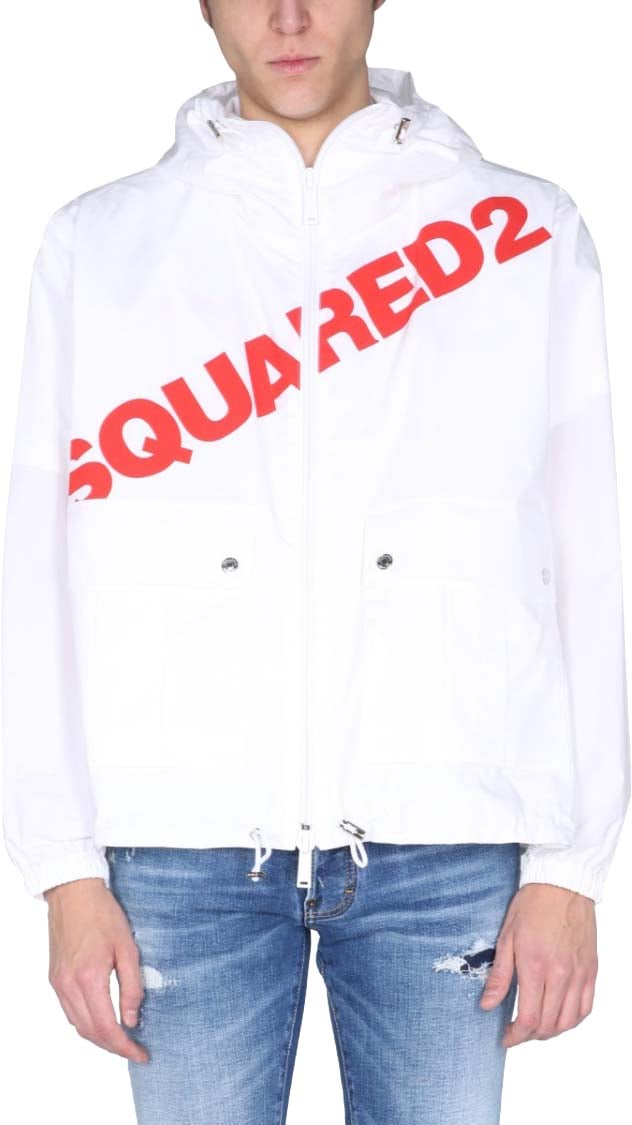 Dsquared2 Dsquared2 Logo Hooded Windbreaker Wit