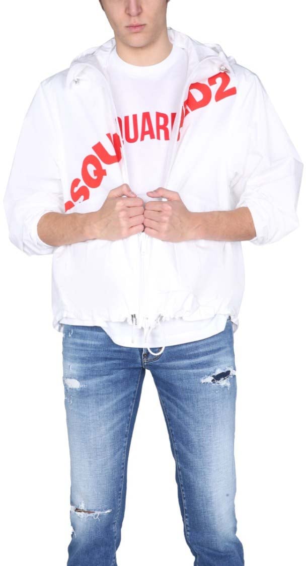 Dsquared2 Dsquared2 Logo Hooded Windbreaker Wit