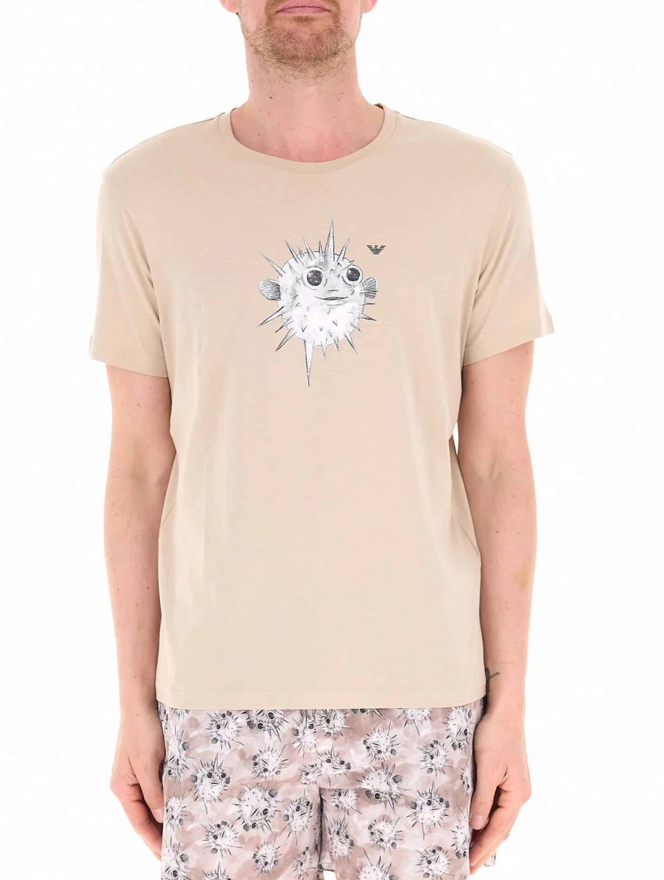 Emporio Armani Blowfish Print Tee Taupe Taupe