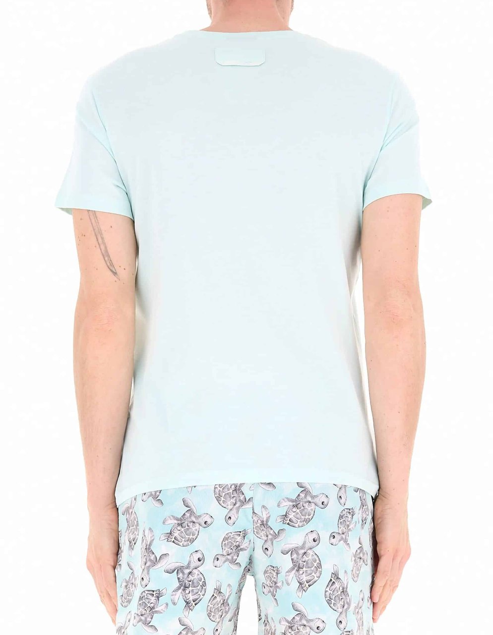 Emporio Armani Turtle Print Tee Aqua Blauw