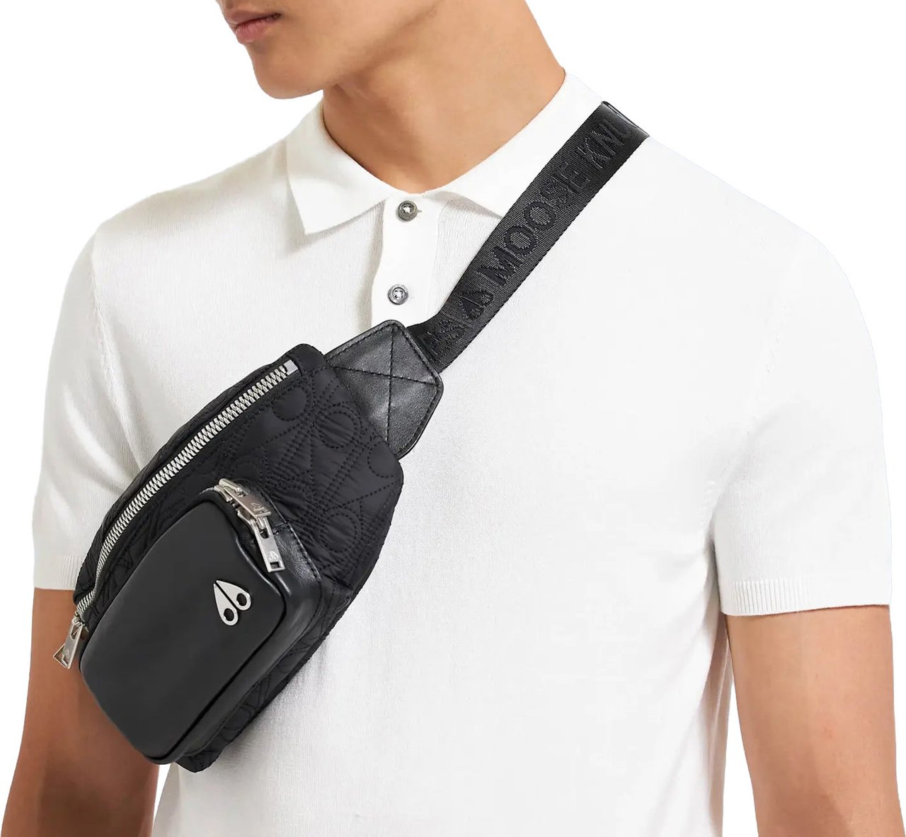 Moose Knuckles Logo Monogram Waist Bag Black Zwart