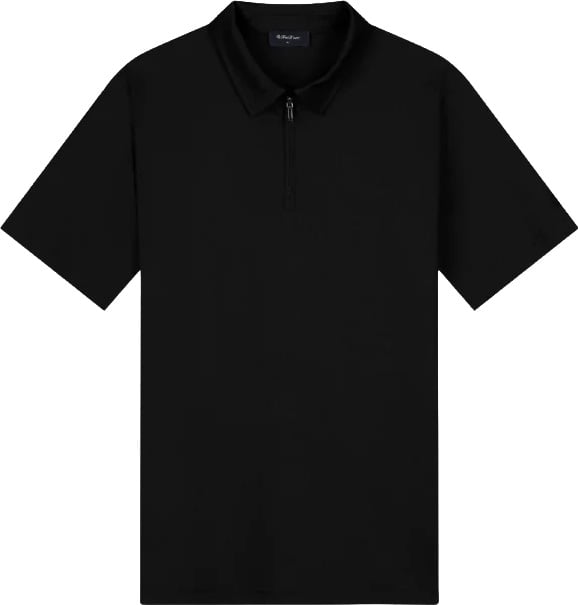 TriaD'oro Polo Zip Short sleeve Black Zwart