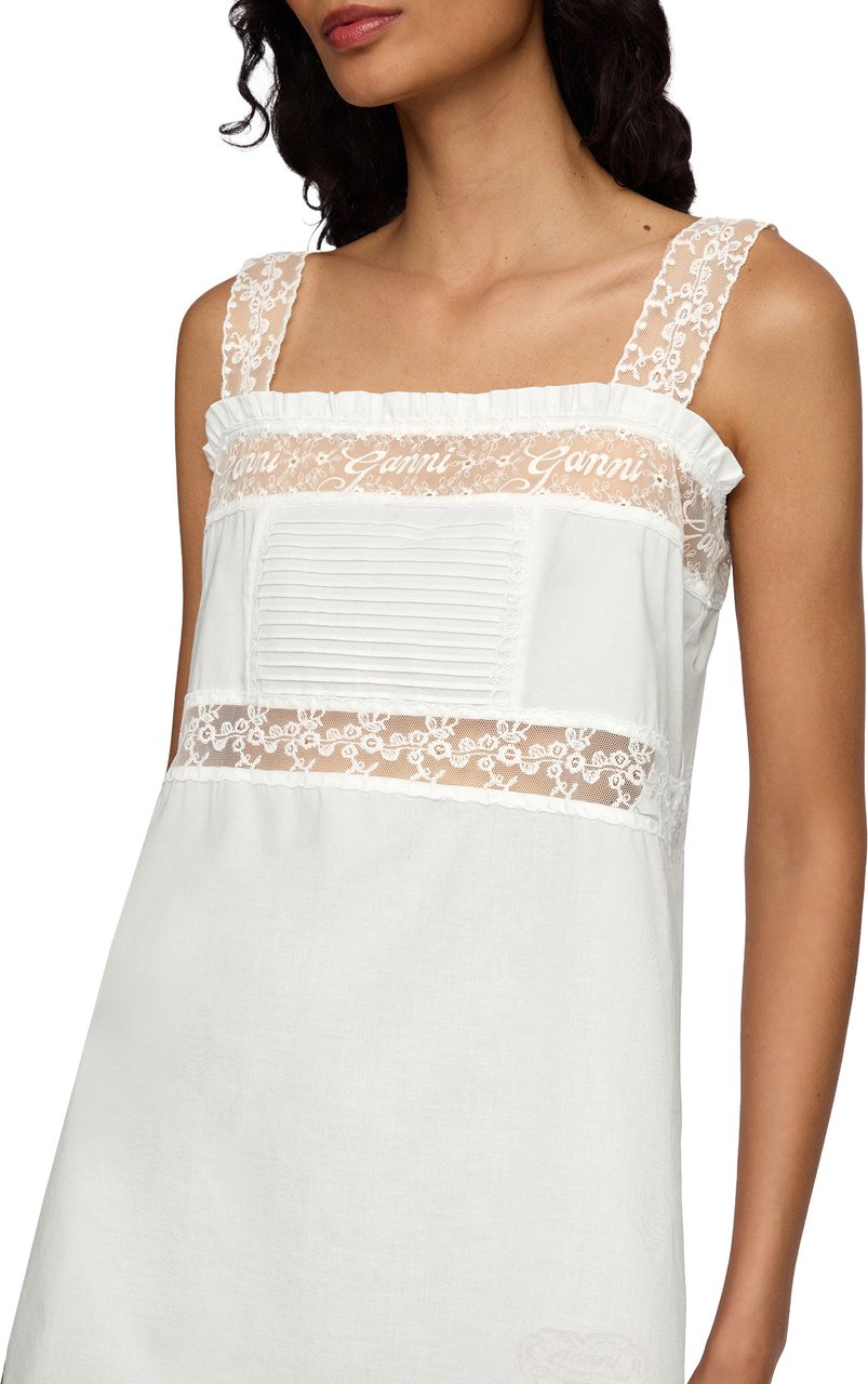 Ganni dress white cotton Wit