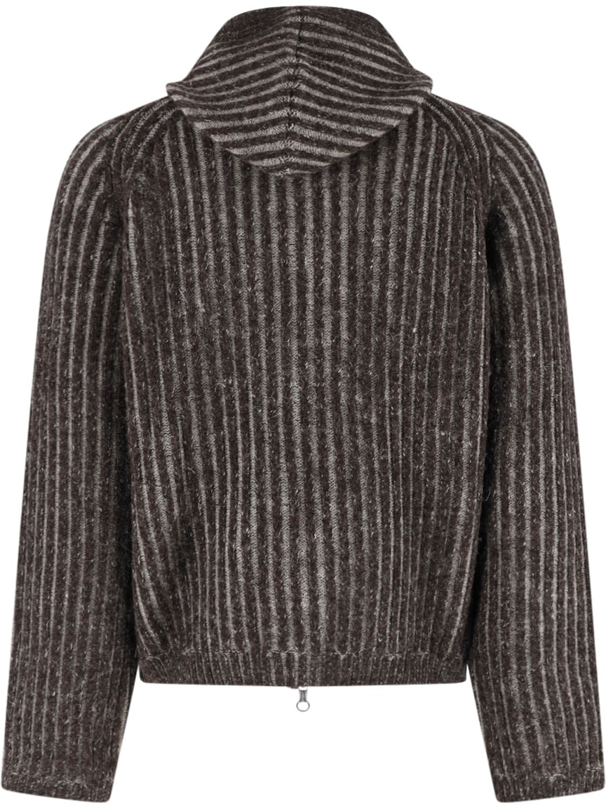Our Legacy Grey Cropped Textured Ribbed Sweater Grijs