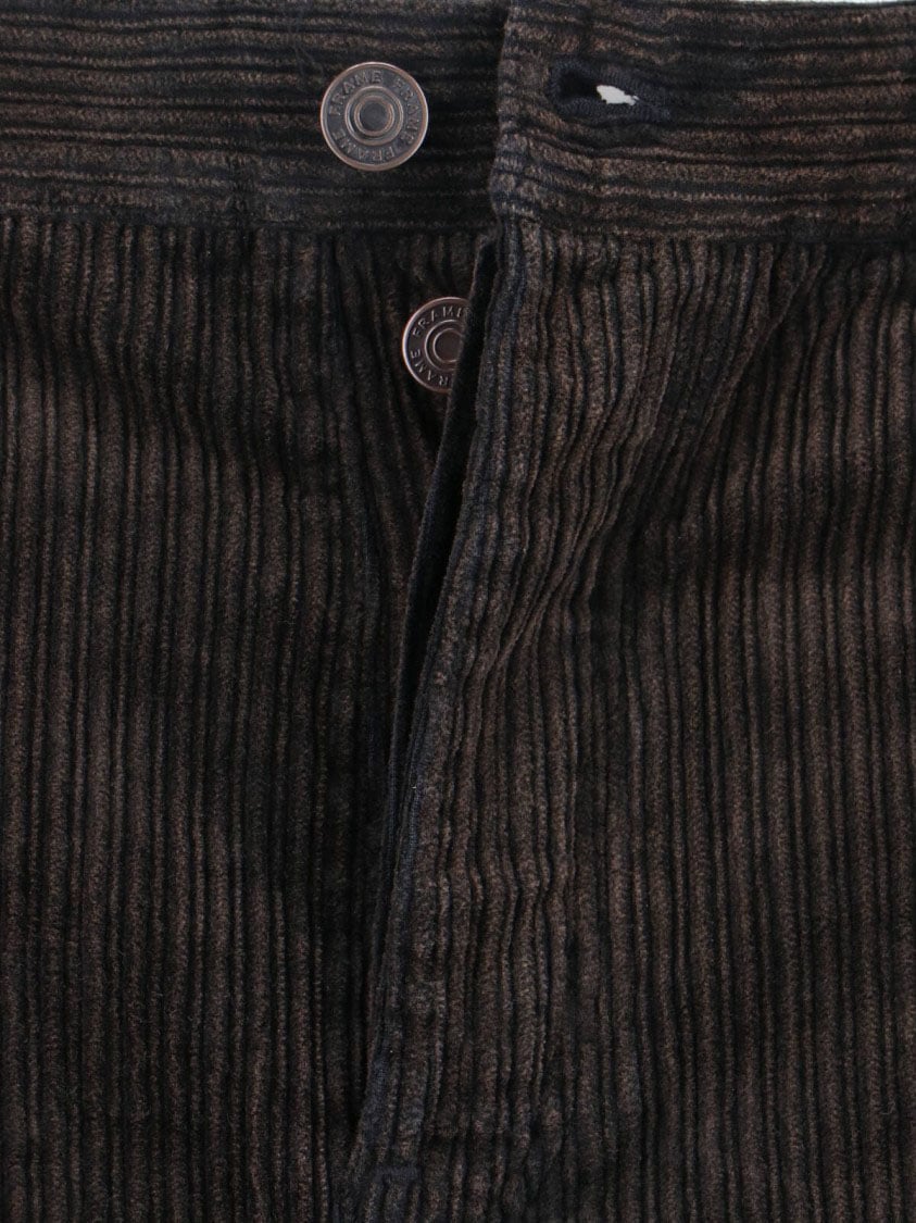 Frame Tailored Brown Trousers With Mid-Rise Waist Bruin