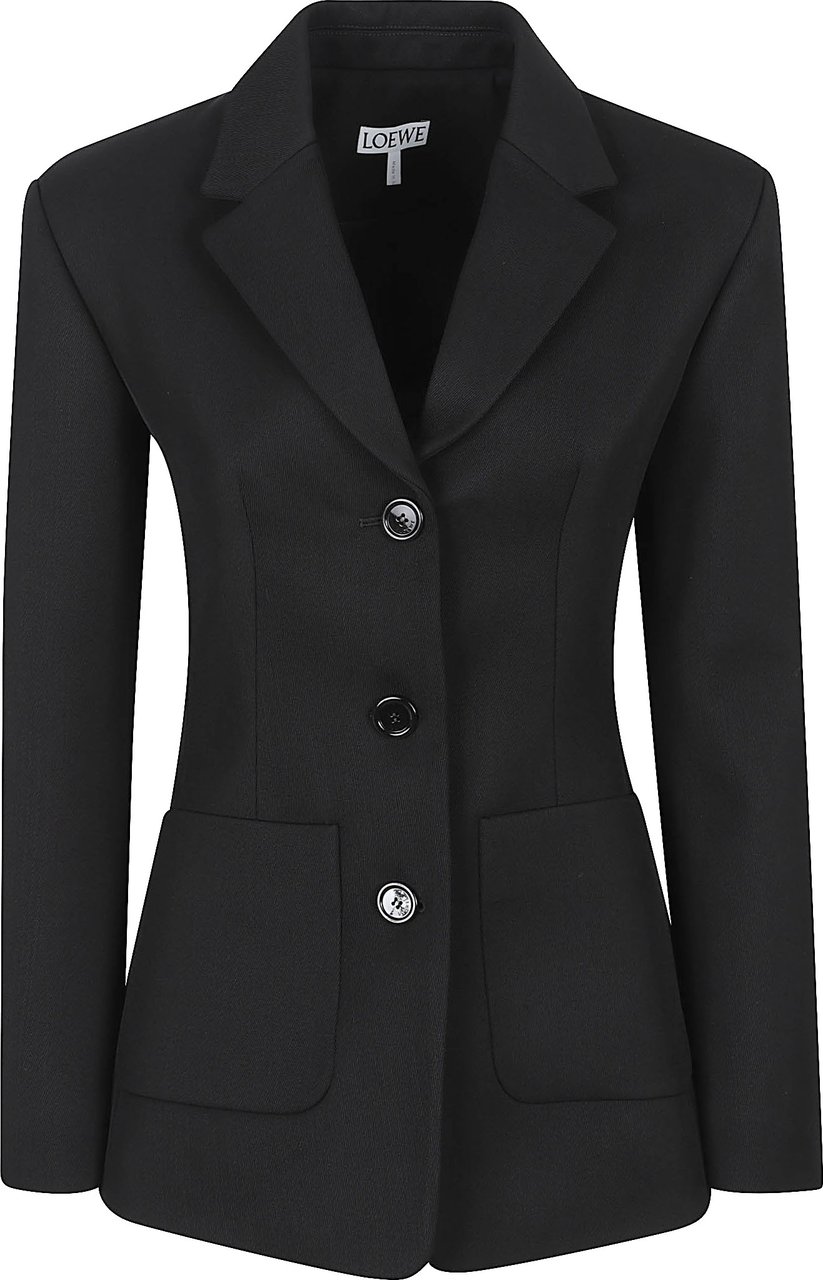 Loewe Tailored Black Jacket With Notched Lapel Zwart