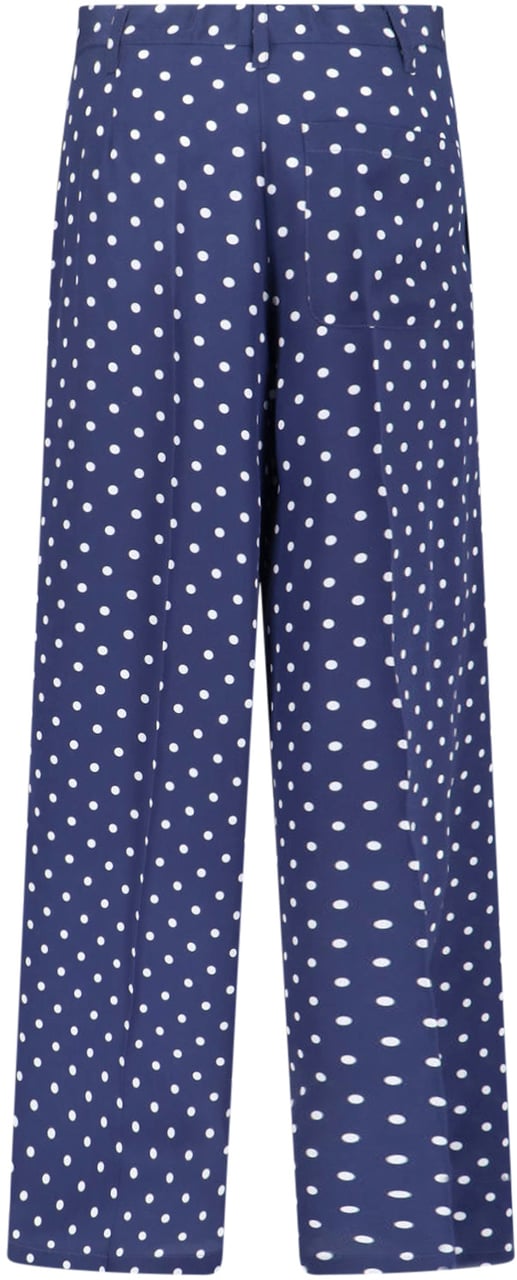 P.A.R.O.S.H. Silk Polka Dot Pants With Front Bow Detail Blauw