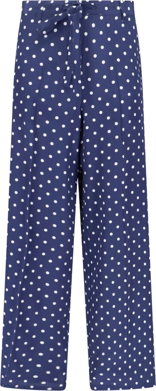 P.A.R.O.S.H. Silk Polka Dot Pants With Front Bow Detail Blauw