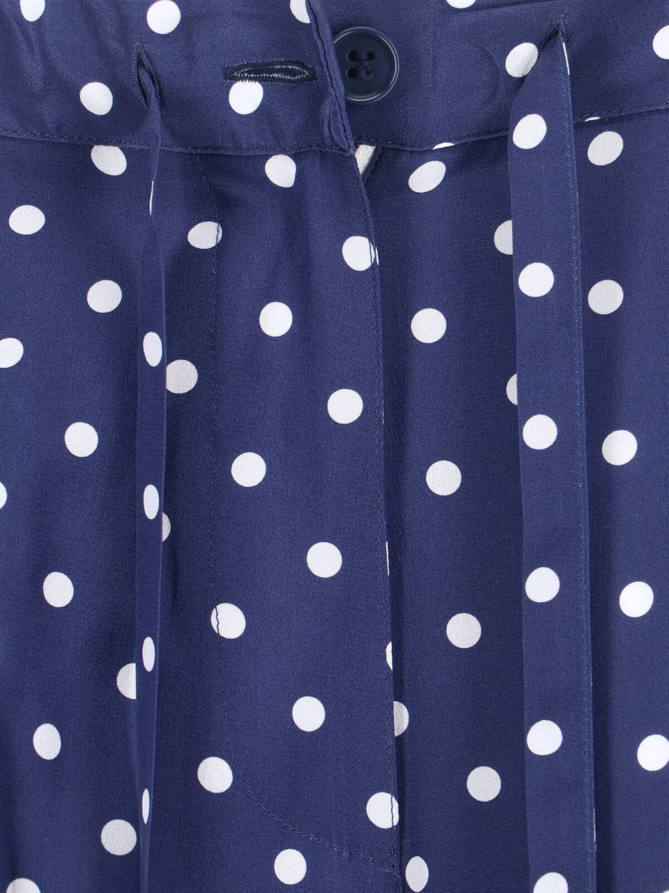 P.A.R.O.S.H. Silk Polka Dot Pants With Front Bow Detail Blauw