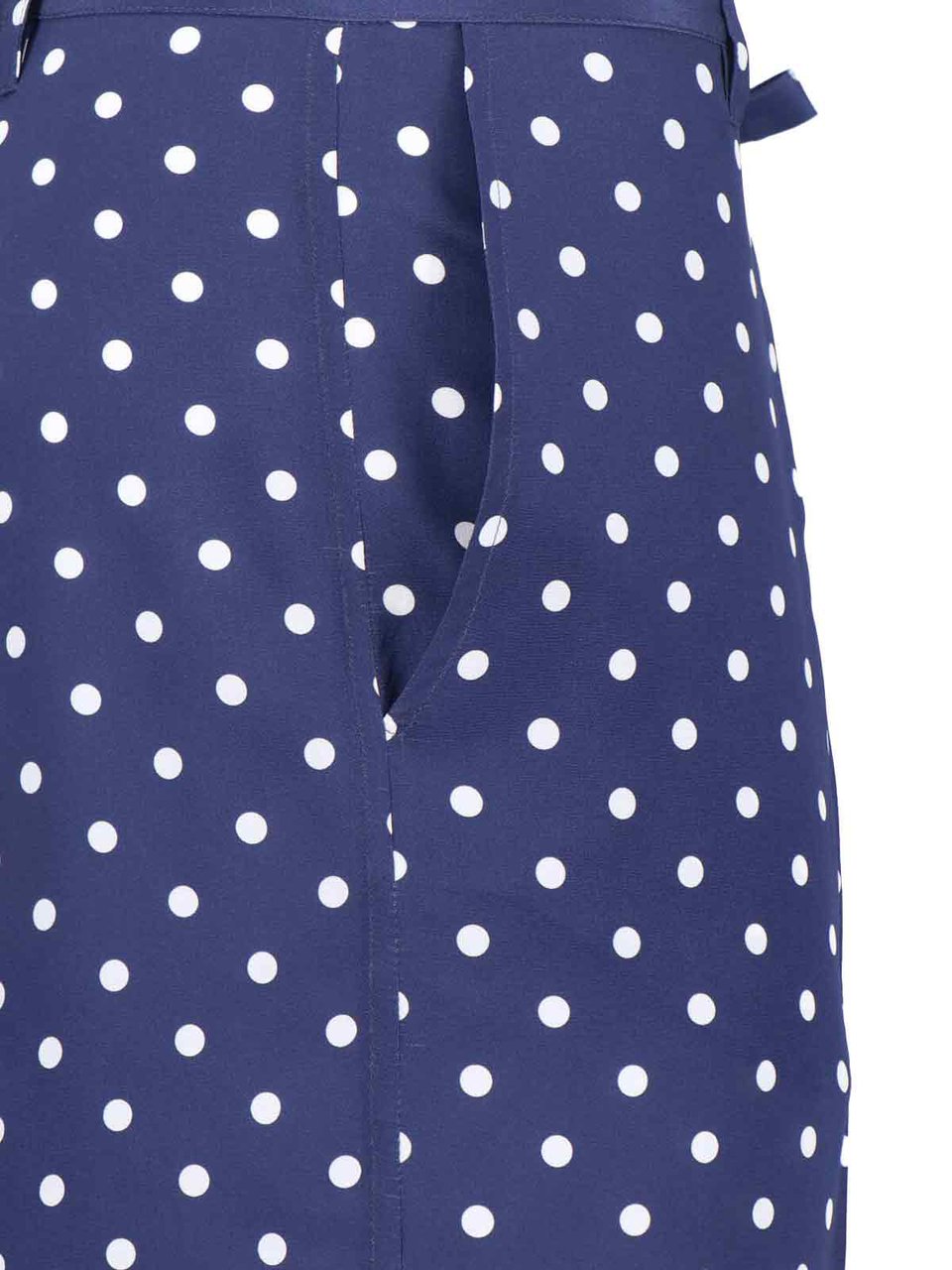P.A.R.O.S.H. Silk Polka Dot Pants With Front Bow Detail Blauw