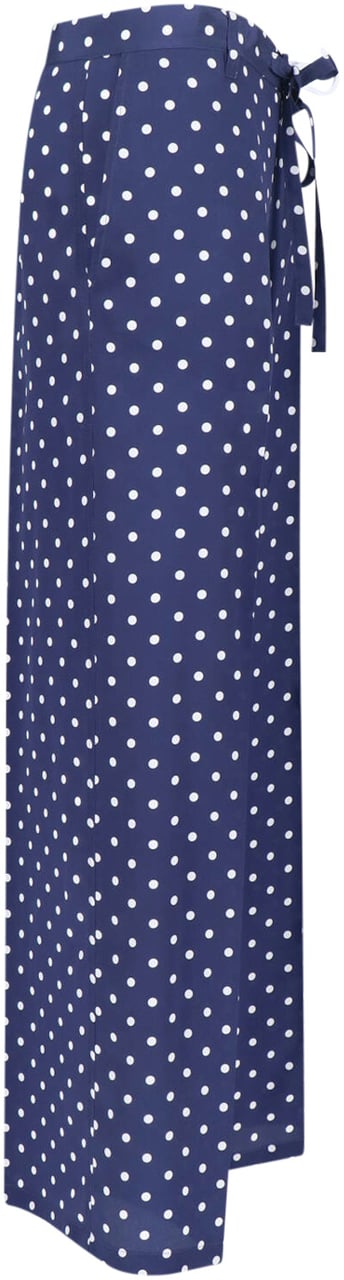P.A.R.O.S.H. Silk Polka Dot Pants With Front Bow Detail Blauw
