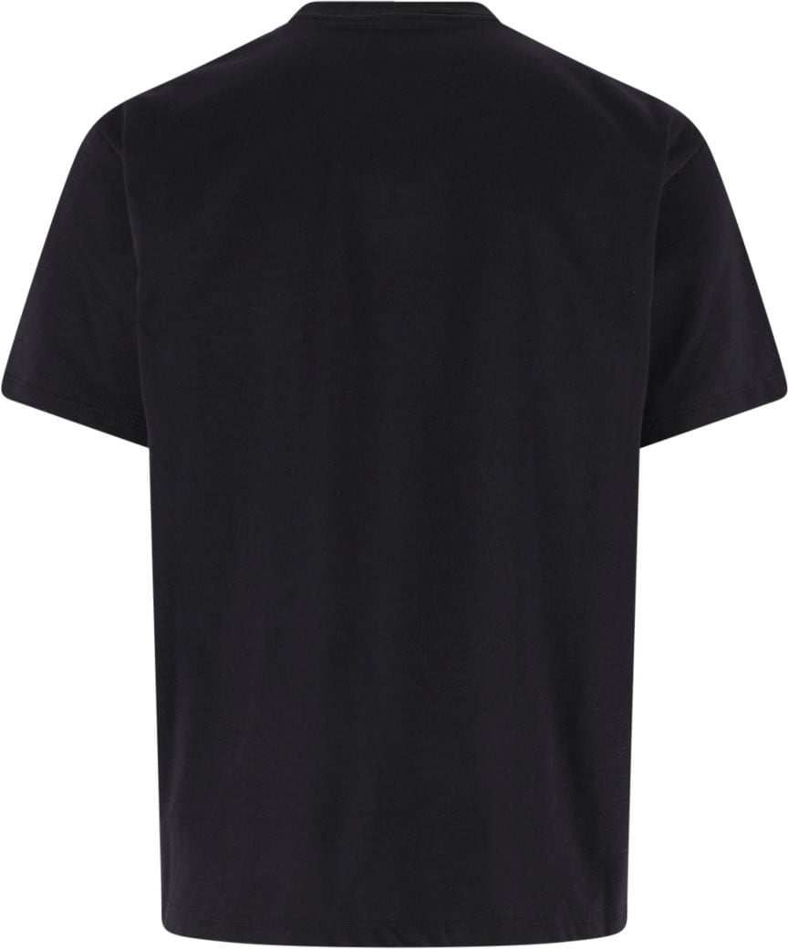 Valentino Black V Detail Minimalist Cotton T-shirt Zwart