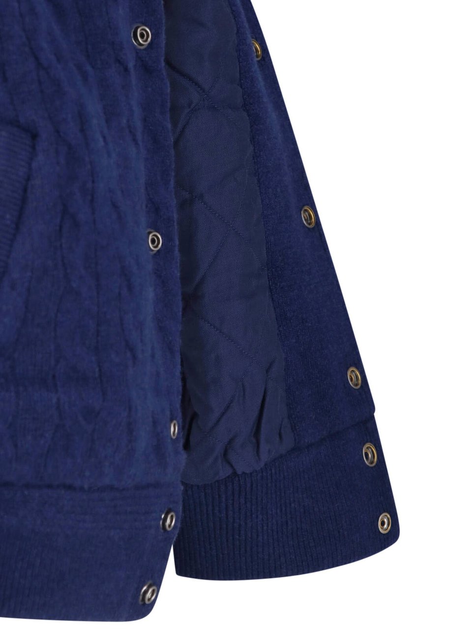 Ralph Lauren White Cropped Cable Knit Logo Jacket Blauw