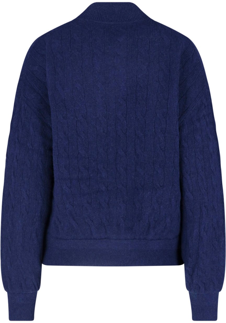 Ralph Lauren White Cropped Cable Knit Logo Jacket Blauw