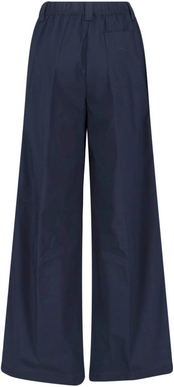 Aspesi Wide Cotton Blend Trousers – Blue Blauw