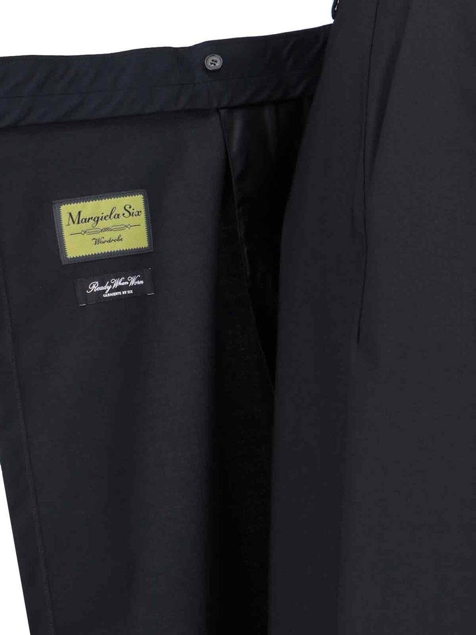 Maison Margiela Tailored Black Trousers with Front Tie Detail Zwart