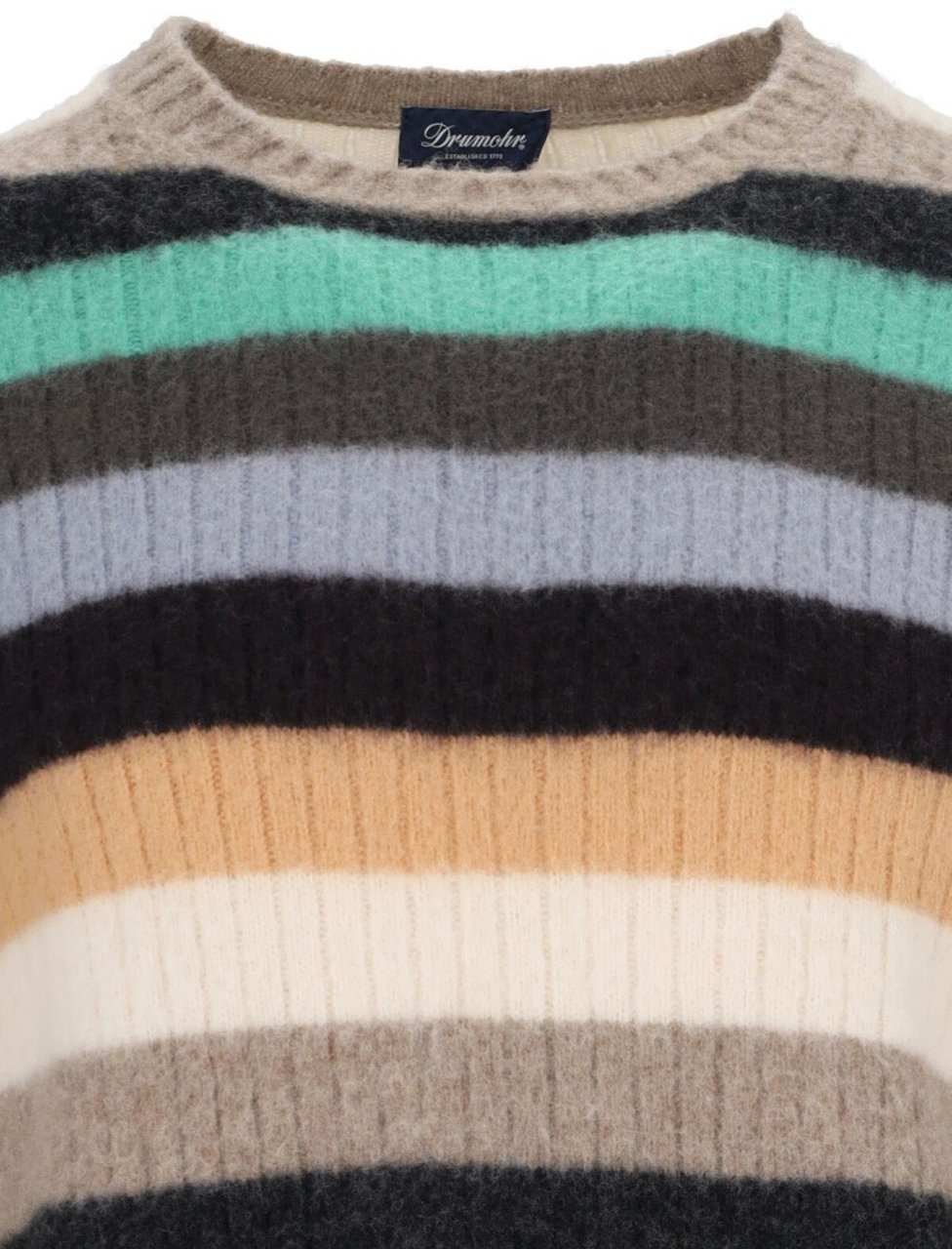 Drumohr Striped Sweater In Multicolor Wool Ribbed Design Divers