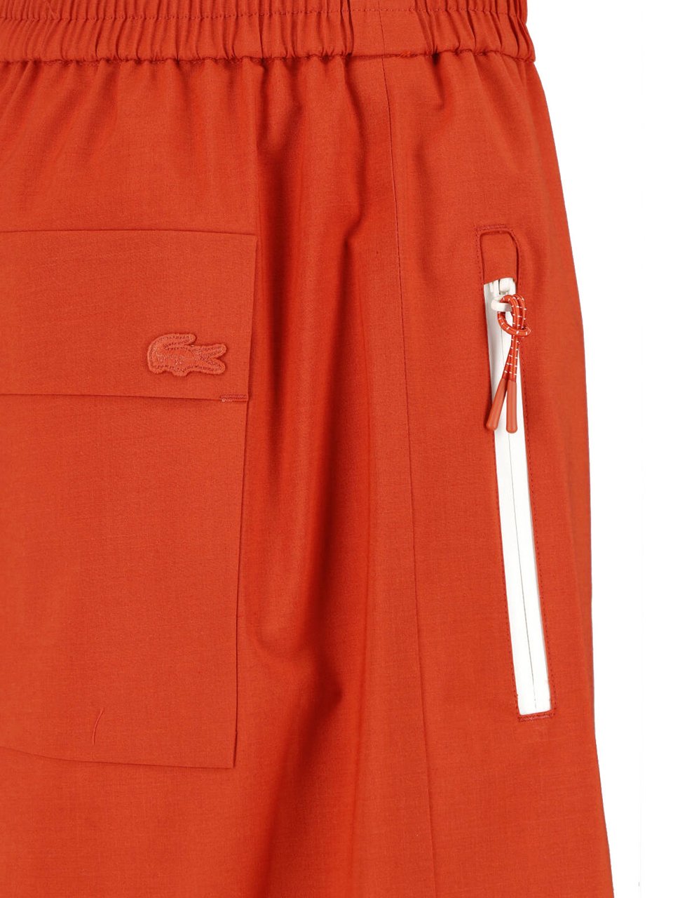 Lacoste Orange Wide-Leg Taffeta Elastic Trousers Oranje