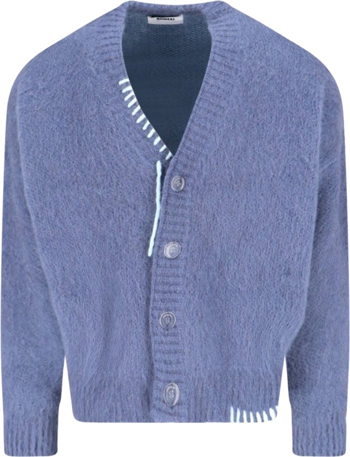 Bonsai Mohair-Blend Cardigan – Blue With Embroidery Blauw