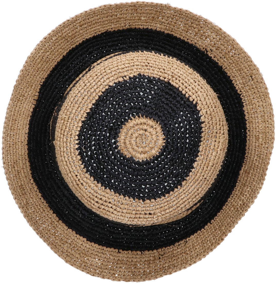 Paul Smith Beige Striped Woven Raffia Hat Neutraal