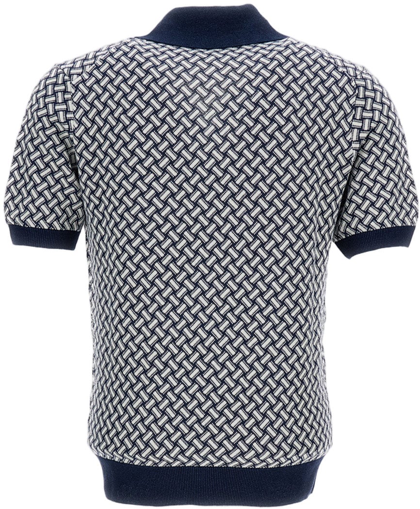 Drumohr Blue/White Cotton-Blend Polo Shirt Blauw