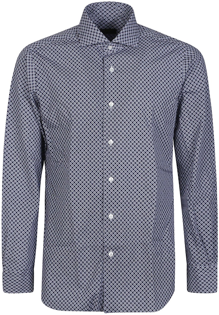 Barba Napoli Neck Shirt Blue Blauw