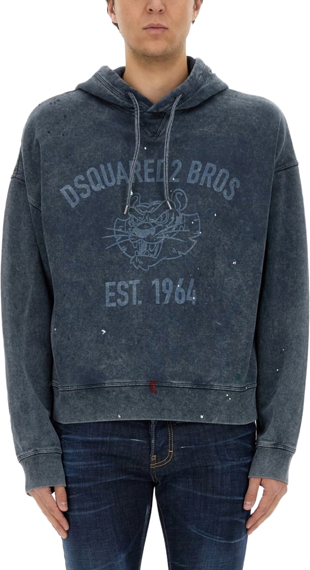 Dsquared2 Cotton Hooded Sweatshirt Blauw
