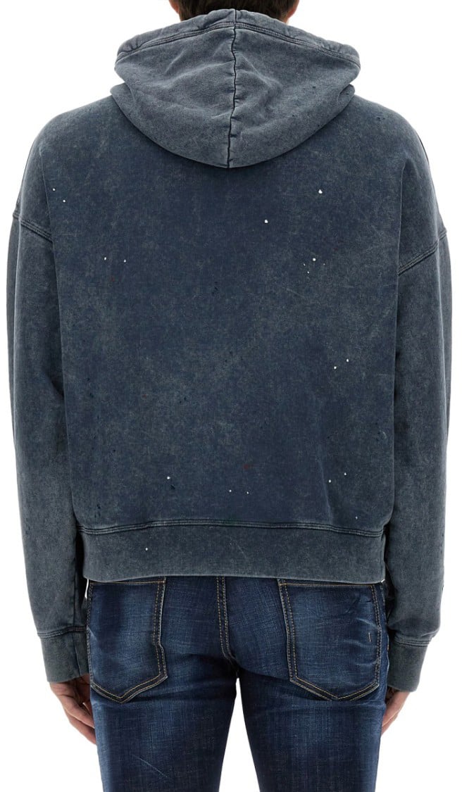 Dsquared2 Cotton Hooded Sweatshirt Blauw