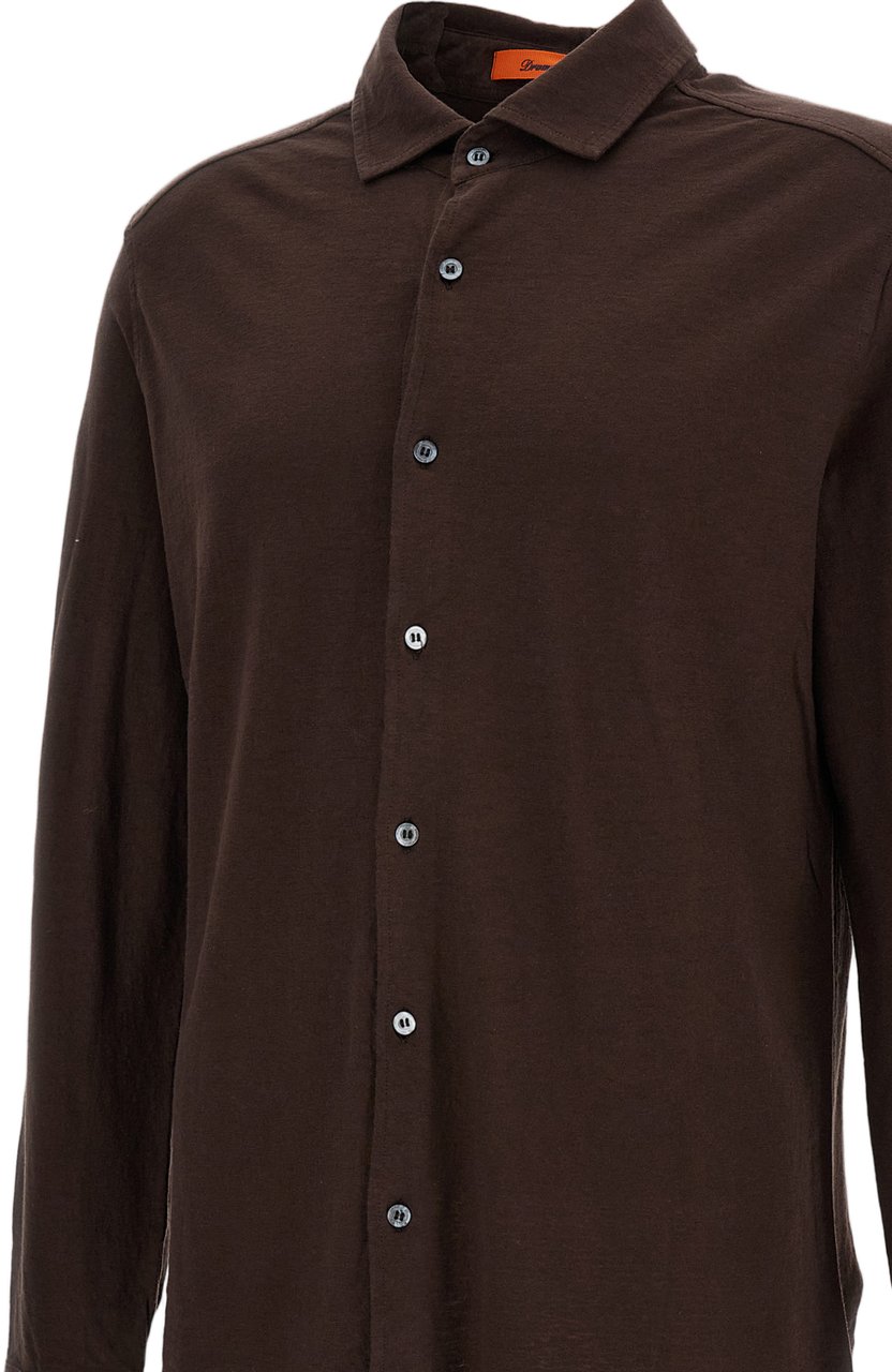 Drumohr Spread Collar Shirt Bruin