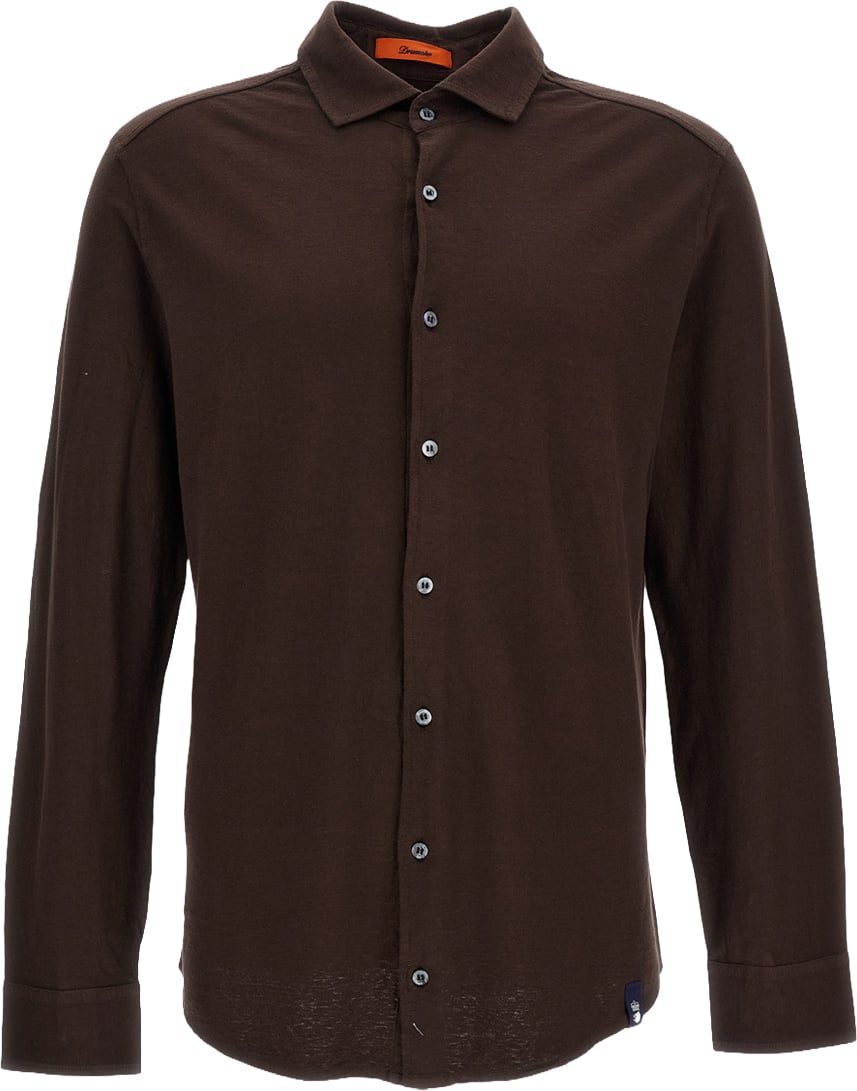 Drumohr Spread Collar Shirt Bruin