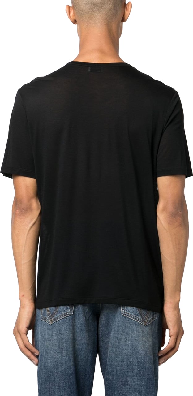 Saint Laurent Black Viscose Crew Neck T-Shirt Zwart