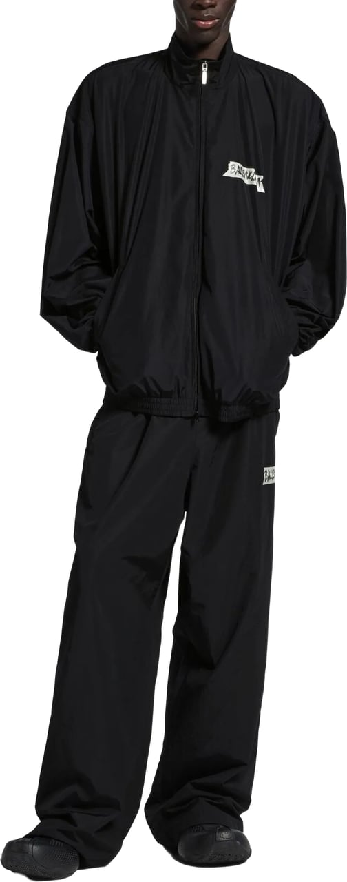 Balenciaga Black Tracksuit Loose Wide-Leg Pants Zwart