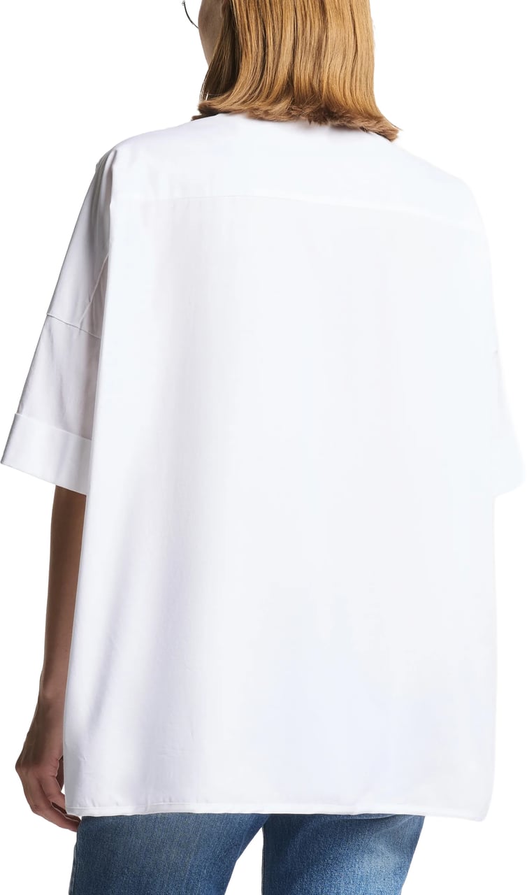 Fay Loose-Fitting White Short-Sleeved Pointed Shirt Wit